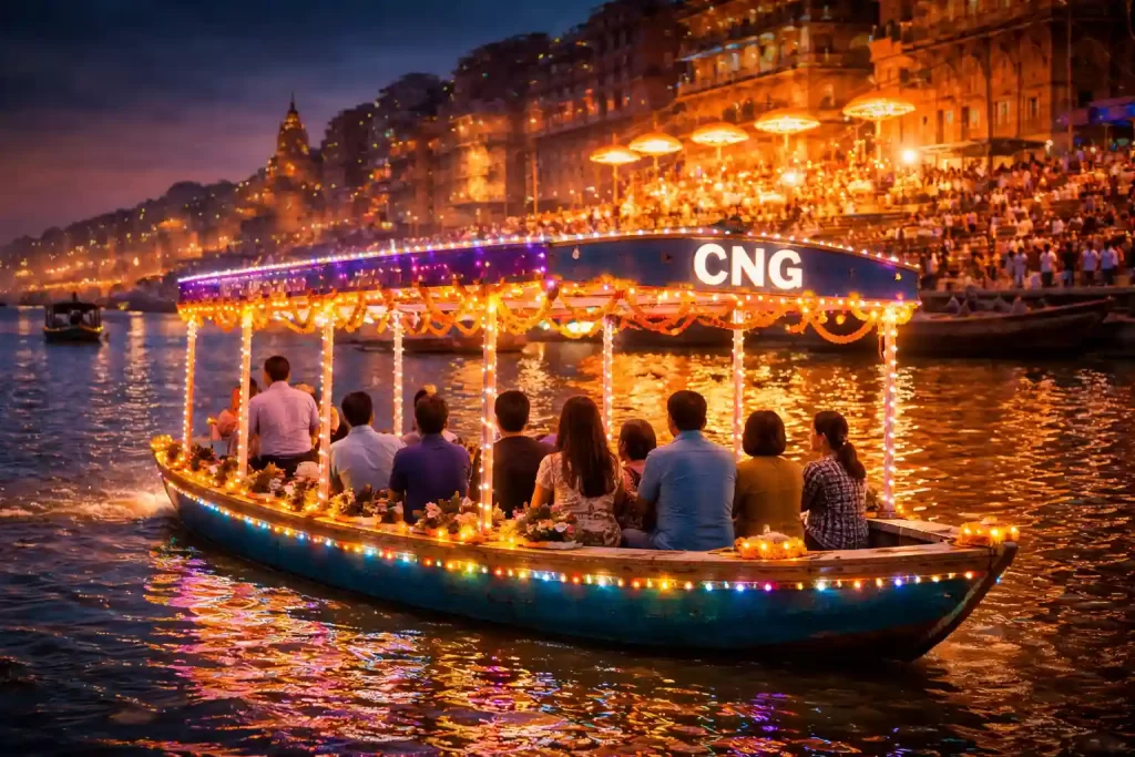 Book CNG Decorative Lighting Boat Ride in Varanasi